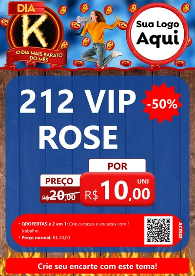 Modelo de Cartaz para Cartaz A4 Vertical com o tema Dia K - O Dia Mais Barato Do Mês para Perfumes