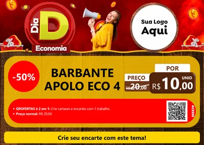 Modelo de Cartaz para Cartaz A4 Horizontal com o tema Dia D Economia para Armarinho e Aviamentos