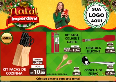 Modelo de Encarte para Encarte A4 Horizontal com o tema Natal Imperdível para Utilidades Domésticas