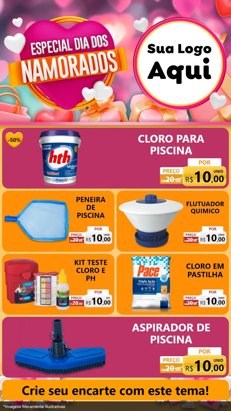 Modelo de TV para TV Vertical com o tema Especial Dia dos Namorados para Produtos para Piscina