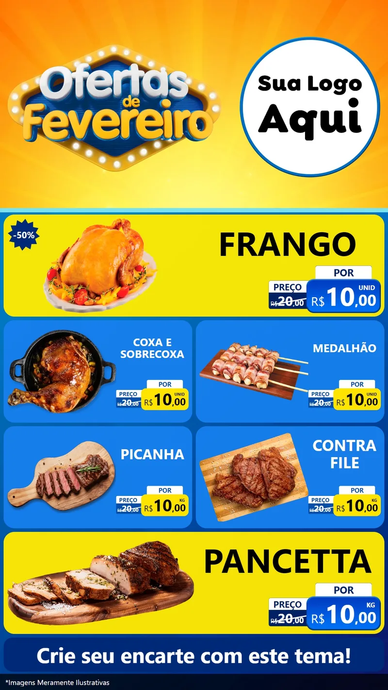 Modelo de TV para TV Vertical com o tema Ofertas de Fevereiro para Assados