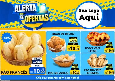 Modelo de Encarte para Encarte A4 Horizontal com o tema Alerta de Ofertas para Padaria