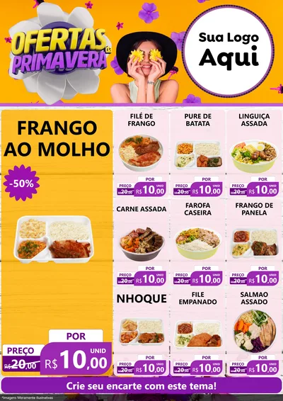Modelo de Encarte para Encarte A4 Vertical com o tema Ofertas Da Primavera para Restaurante