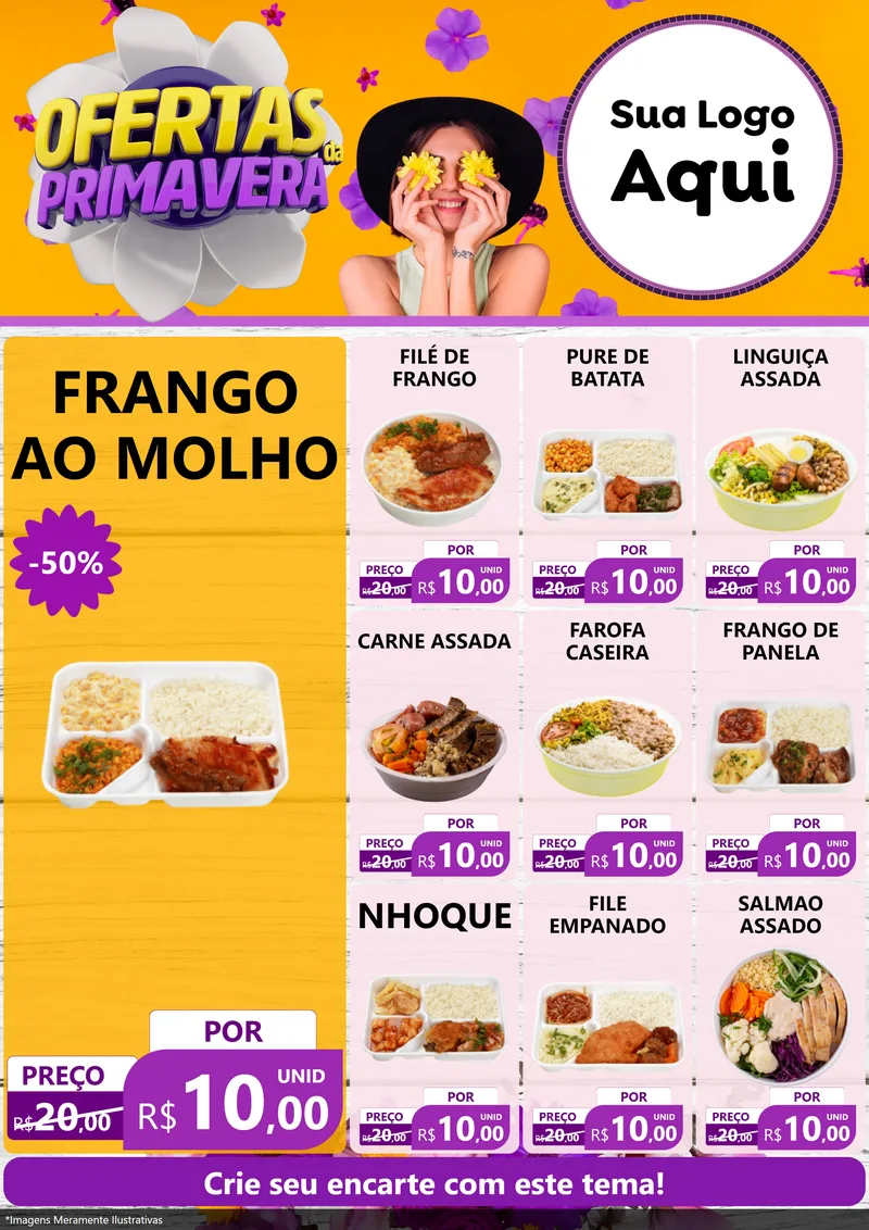 Modelo de Encarte para Encarte A4 Vertical com o tema Ofertas Da Primavera para Restaurante