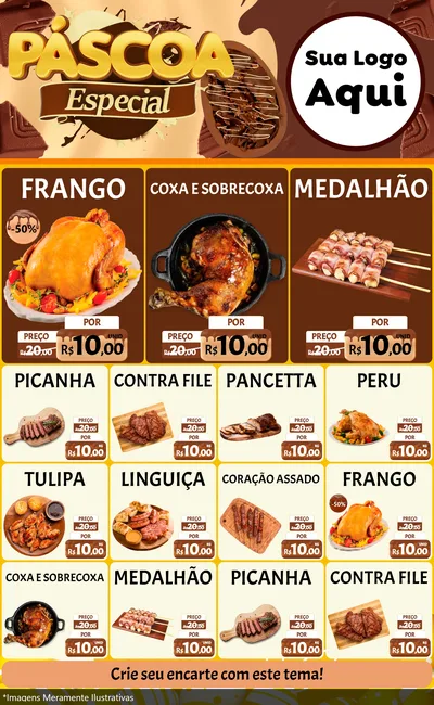 Modelo de Encarte para Encarte Grande com o tema Páscoa Especial para Assados