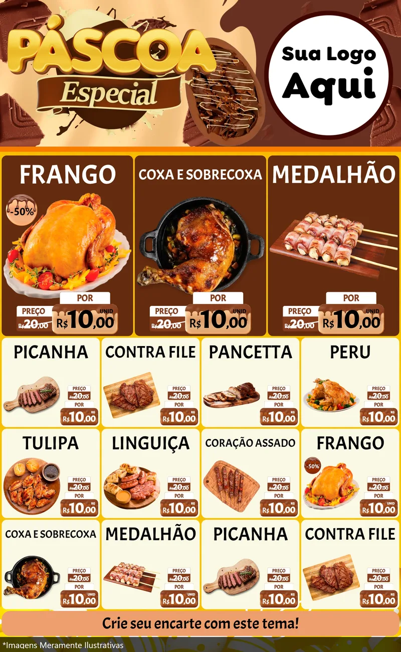 Modelo de Encarte para Encarte Grande com o tema Páscoa Especial para Assados