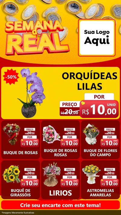 Modelo de Rede Social para Stories com o tema Semana do Real para Floricultura e jardim