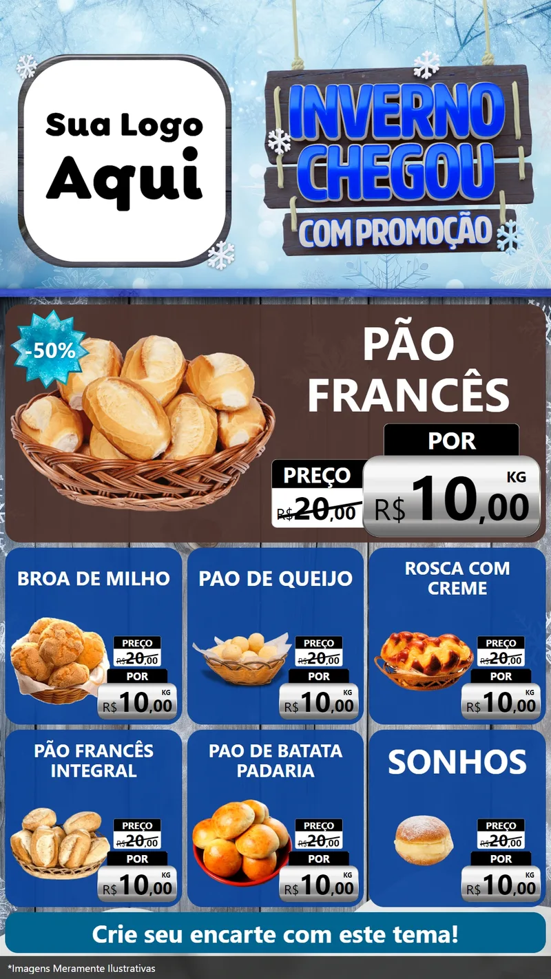 Modelo de Rede Social para Stories com o tema Inverno Chegou Com Promoção para Padaria