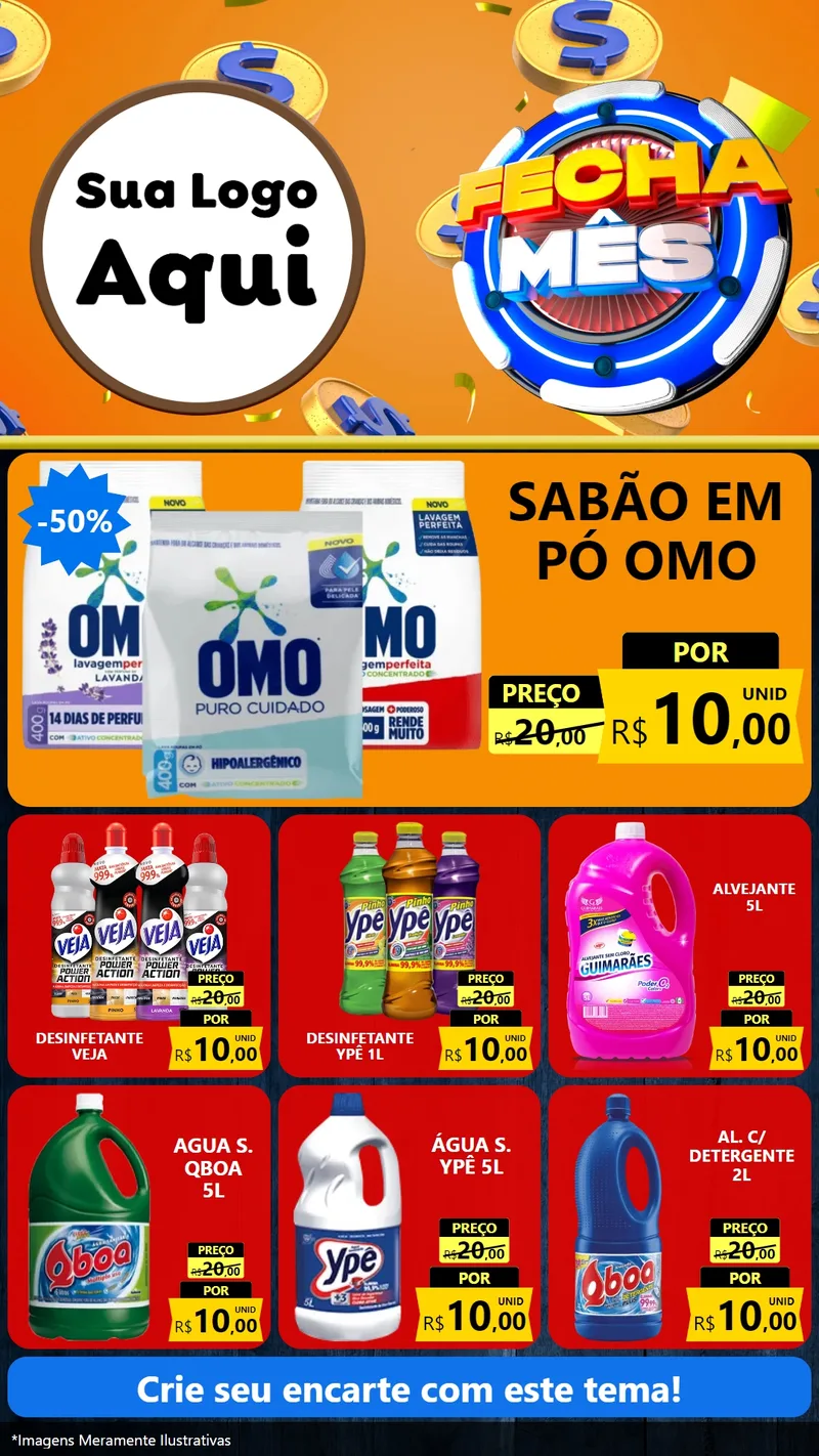 Modelo de Rede Social para Stories com o tema Fecha Mês para Produtos de Limpeza