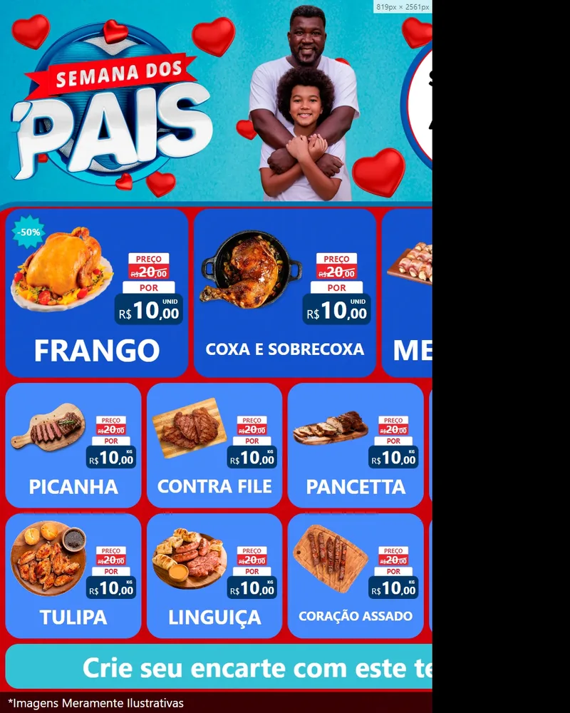 Modelo de Rede Social para Feed Instagram com o tema Semana Dos Pais para Assados