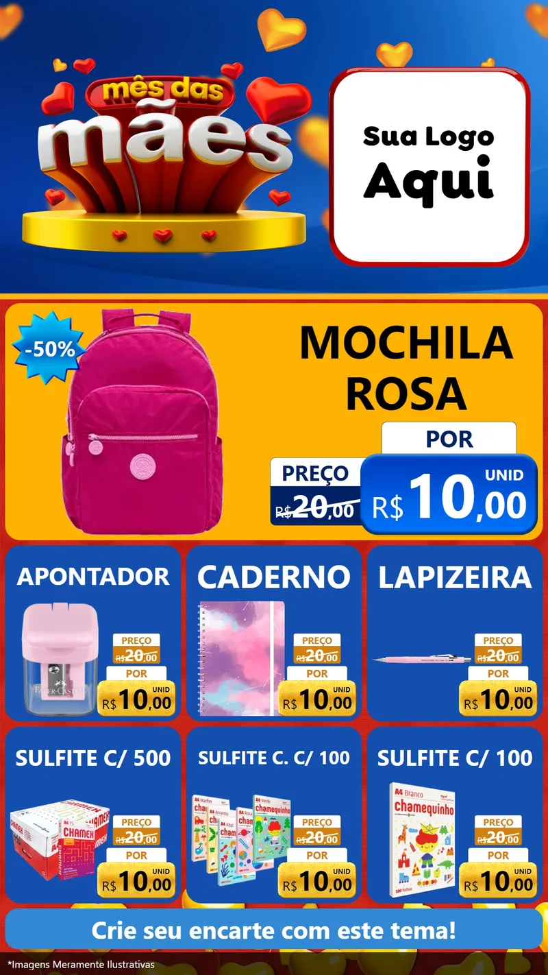 Modelo de Rede Social para Stories com o tema Mês das Mães para Papelaria