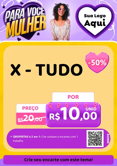 Modelo de Cartaz para Cartaz A4 Vertical com o tema Para Você, Mulher para Hamburgueria