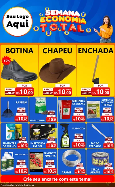 Modelo de Encarte para Encarte Grande com o tema Semana Economia Total para Agropecuária
