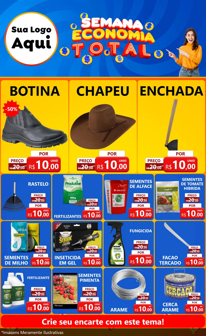 Modelo de Encarte para Encarte Grande com o tema Semana Economia Total para Agropecuária