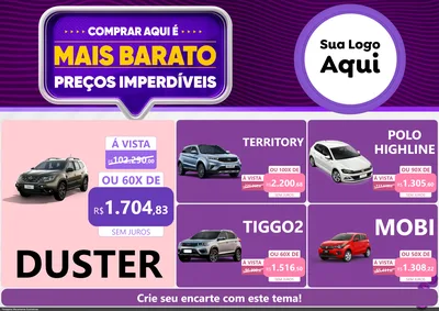 Modelo de Encarte para Encarte A4 Horizontal com o tema Mais Barato para Concessionaria de Carros