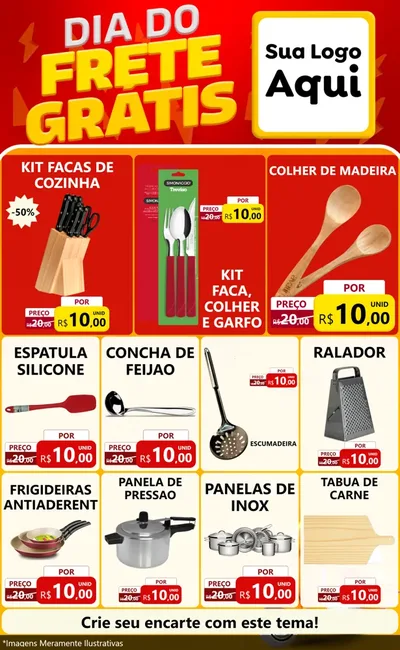 Modelo de Encarte para Encarte Grande com o tema Dia do Frete Grátis para Utilidades Domésticas