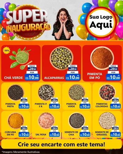 Modelo de Rede Social para Feed Instagram com o tema Super Inauguração para Produtos Naturais