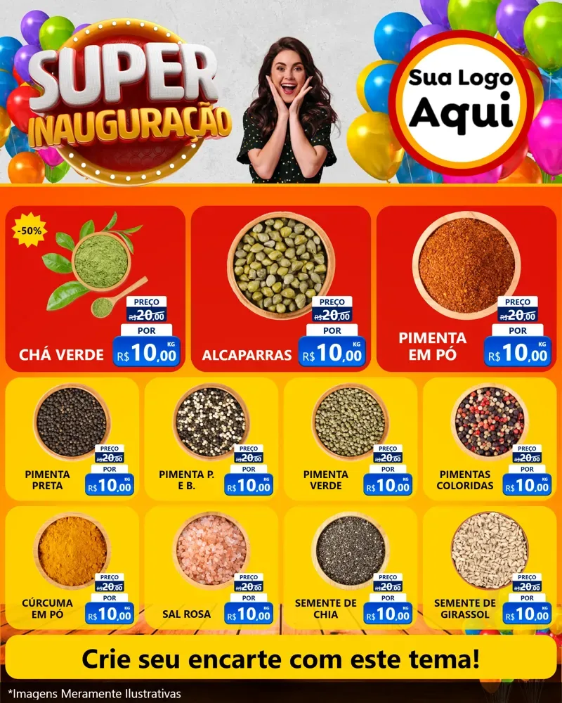 Modelo de Rede Social para Feed Instagram com o tema Super Inauguração para Produtos Naturais