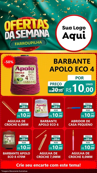Modelo de Rede Social para Stories com o tema Ofertas da Semana Farroupilha para Armarinho e Aviamentos