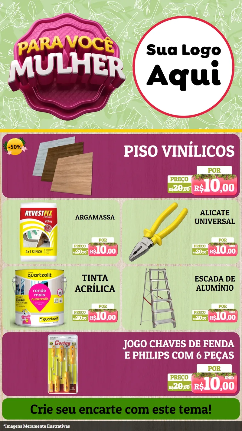 Modelo de TV para TV Vertical com o tema Para Você Mulher para Material para Construção