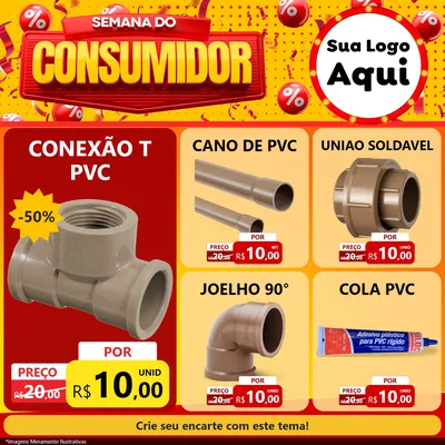 Modelo de Rede Social para Feed Facebook com o tema Semana do Consumidor para Tubos e conexões