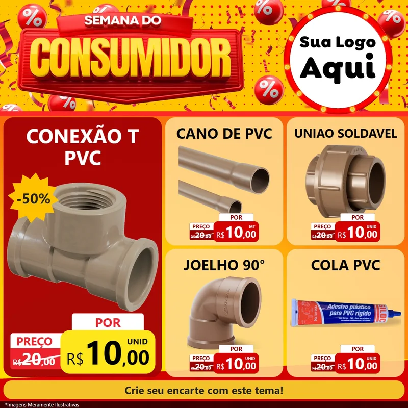 Modelo de Rede Social para Feed Facebook com o tema Semana do Consumidor para Tubos e conexões