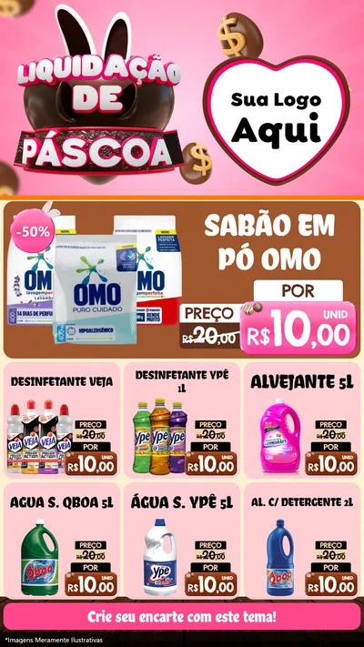 Modelo de Rede Social para Stories com o tema Liquidação de Páscoa para Produtos de Limpeza