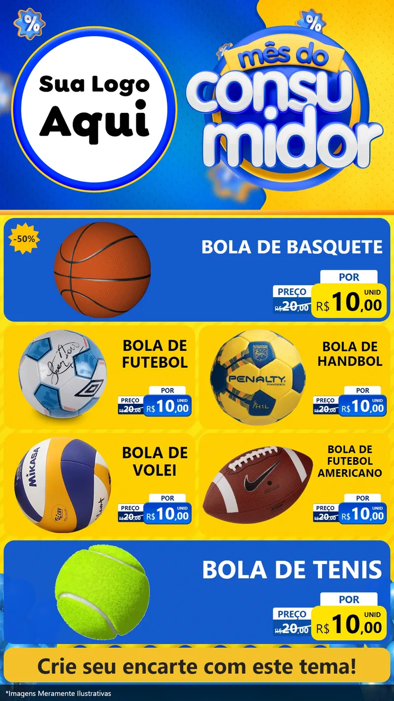 Modelo de TV para TV Vertical com o tema Mês do Consumidor para Artigos Esportivos