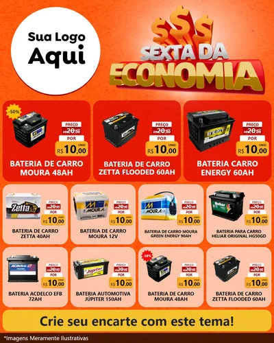 Modelo de Rede Social para Feed Instagram com o tema Sexta da Economia para Baterias Elétricas