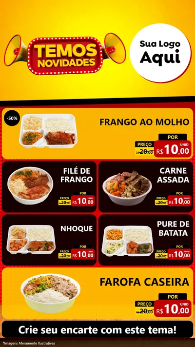 Modelo de TV para TV Vertical com o tema Temos Novidades para Restaurante