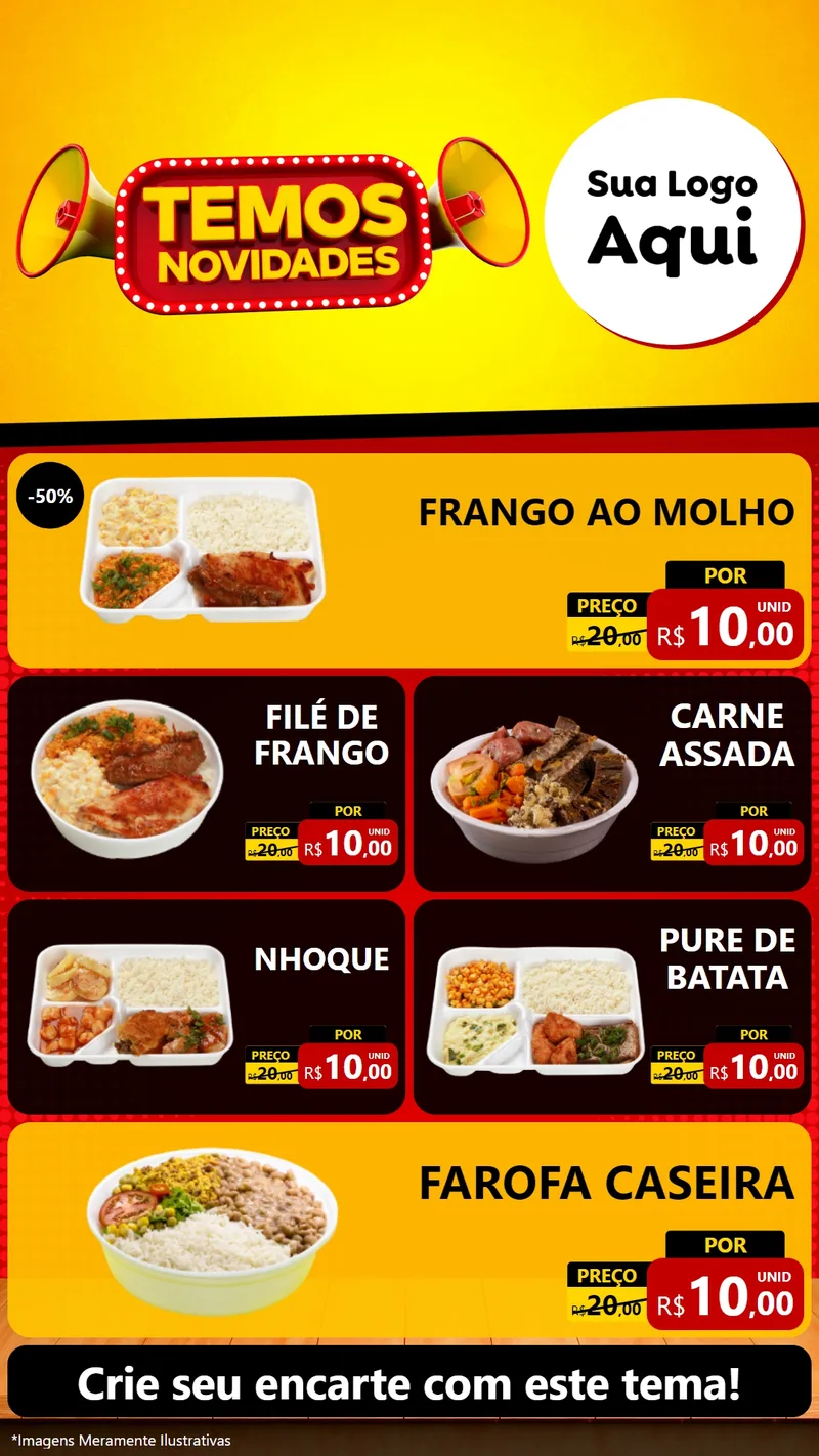 Modelo de TV para TV Vertical com o tema Temos Novidades para Restaurante