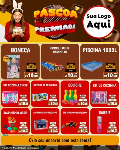 Modelo de Rede Social para Feed Instagram com o tema Páscoa Premiada para Brinquedos