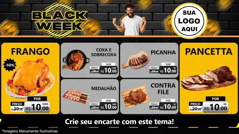 Modelo de TV para TV Horizontal com o tema Black Week para Assados