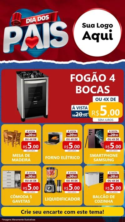 Modelo de Rede Social para Stories com o tema Dia dos Pais para Móveis e Eletro