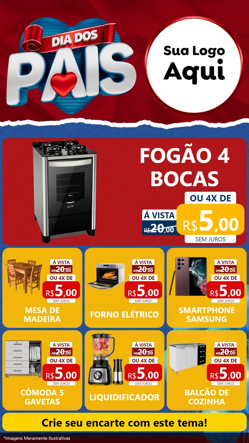 Modelo de Rede Social para Stories com o tema Dia dos Pais para Móveis e Eletro