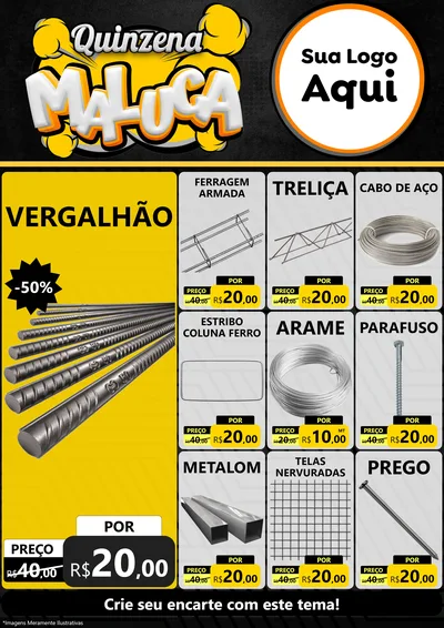 Modelo de Encarte para Encarte A4 Vertical com o tema Quinzena Maluca para Ferragens