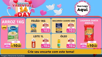 Modelo de TV para TV Horizontal com o tema Valentine's Day para Supermercado