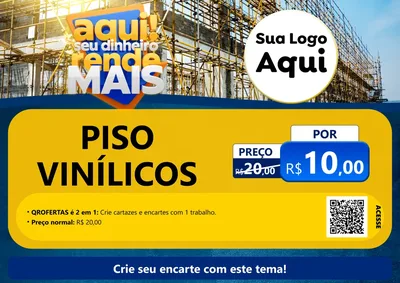 Modelo de Cartaz para Cartaz A4 Horizontal com o tema Aqui Seu Dinheiro Rende Mais para Material para Construção