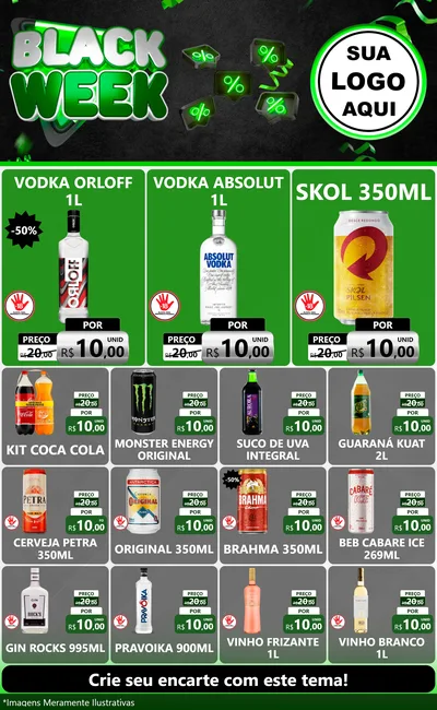 Modelo de Encarte para Encarte Grande com o tema Black Week para Distribuidora de bebidas