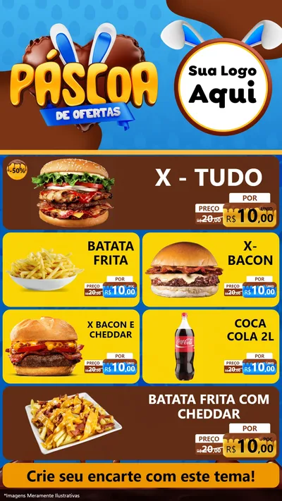 Modelo de TV para TV Vertical com o tema Páscoa de Ofertas para Hamburgueria