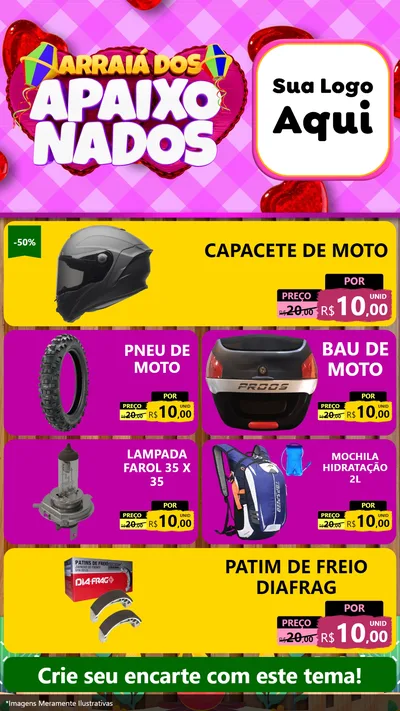 Modelo de TV para TV Vertical com o tema Arraiá dos Apaixonados para Moto peças
