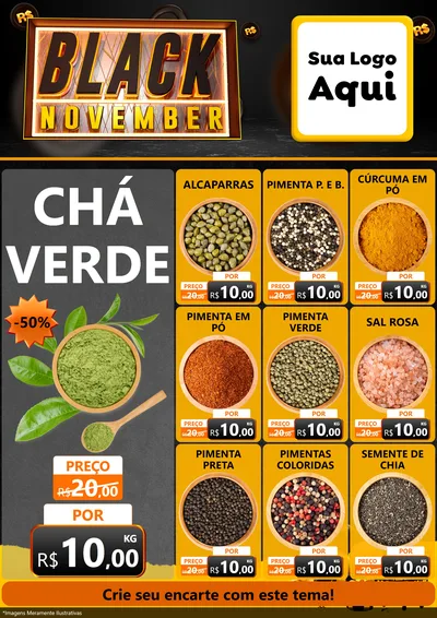 Modelo de Encarte para Encarte A4 Vertical com o tema Black November para Produtos Naturais