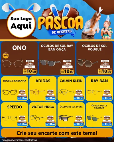 Modelo de Rede Social para Feed Instagram com o tema Páscoa de Ofertas para Óticas