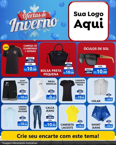Modelo de Rede Social para Feed Instagram com o tema Ofertas de Inverno para Roupas e acessórios