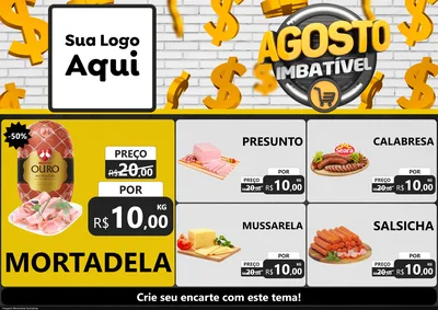 Modelo de Encarte para Encarte A4 Horizontal com o tema Agosto imbatível para Frios e Laticínios