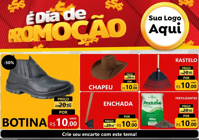 Modelo de Encarte para Encarte A4 Horizontal com o tema É Dia De Promoção para Agropecuária