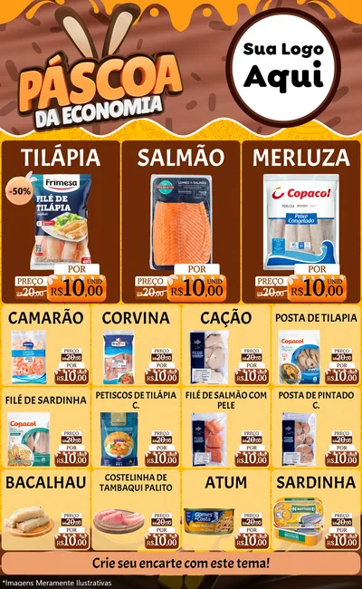 Modelo de Encarte para Encarte Grande com o tema Páscoa da Economia para Peixaria