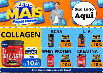 Modelo de Encarte para Encarte A4 Horizontal com o tema Leve Mais, Pague Menos para Suplementos alimentares