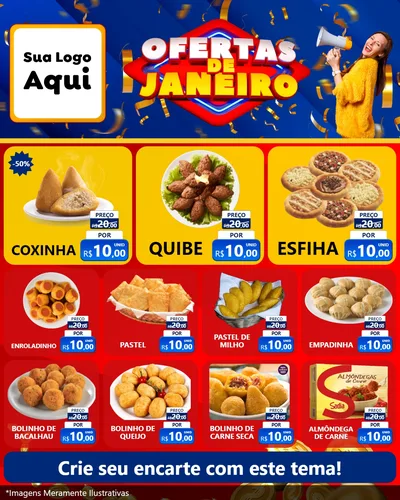 Modelo de Rede Social para Feed Instagram com o tema Ofertas de Janeiro para Salgadaria