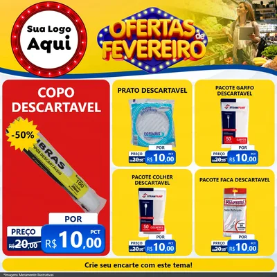 Modelo de Rede Social para Feed Facebook com o tema Ofertas de Fevereiro para Embalagens
